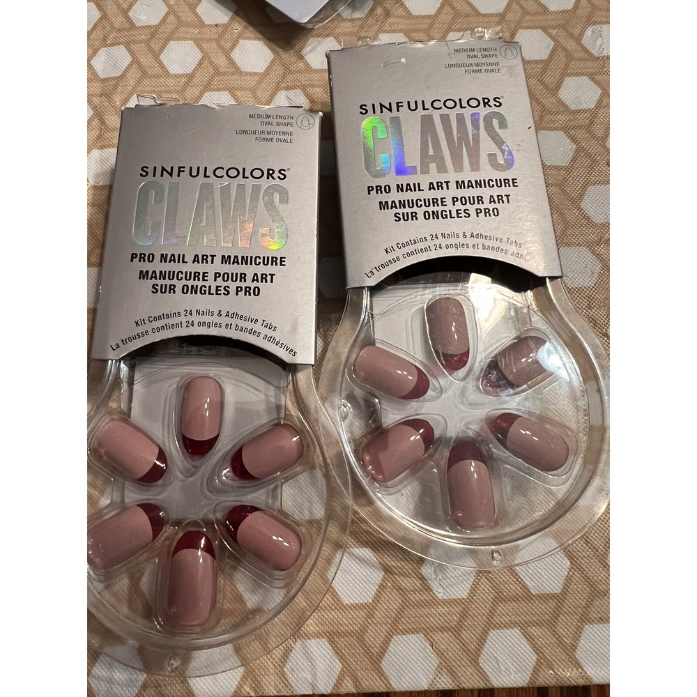 Sinfulcolors Claws Pro Nail Art Manicure Press‎ On Nails Med Big Tip Energy 2 Pk